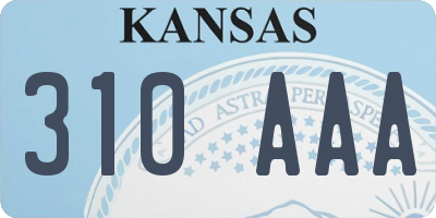 KS license plate 310AAA