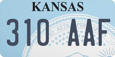 KS license plate 310AAF