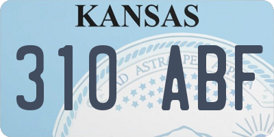 KS license plate 310ABF