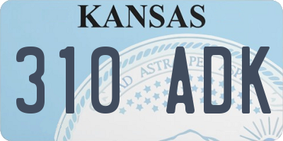 KS license plate 310ADK