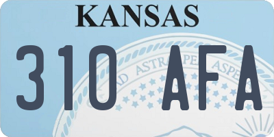 KS license plate 310AFA
