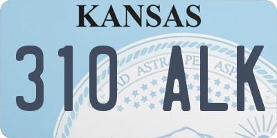 KS license plate 310ALK