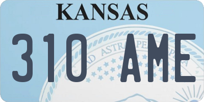 KS license plate 310AME