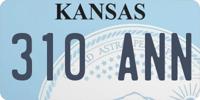 KS license plate 310ANN