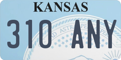 KS license plate 310ANY