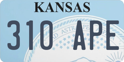 KS license plate 310APE