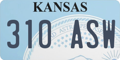 KS license plate 310ASW