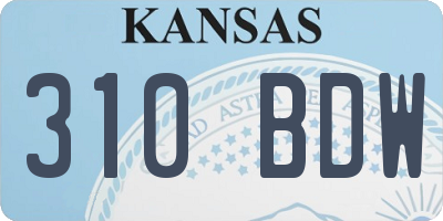 KS license plate 310BDW