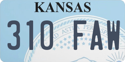 KS license plate 310FAW
