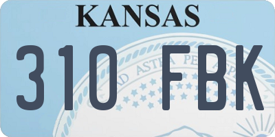 KS license plate 310FBK