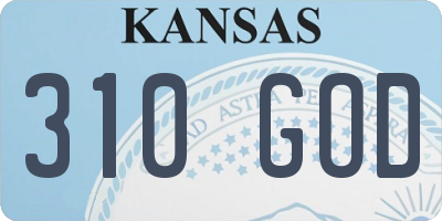 KS license plate 310GOD