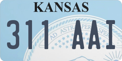 KS license plate 311AAI