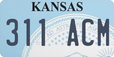 KS license plate 311ACM