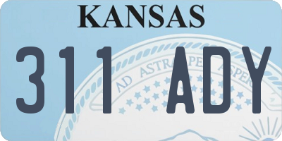 KS license plate 311ADY