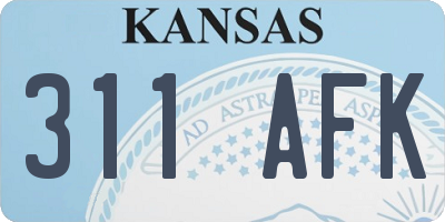KS license plate 311AFK