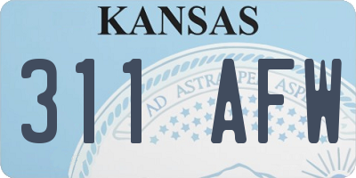 KS license plate 311AFW
