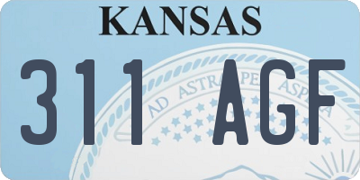 KS license plate 311AGF