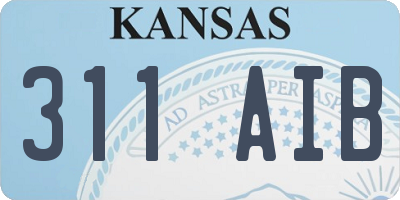 KS license plate 311AIB