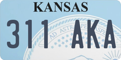 KS license plate 311AKA