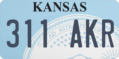 KS license plate 311AKR