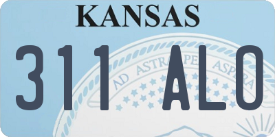 KS license plate 311ALO