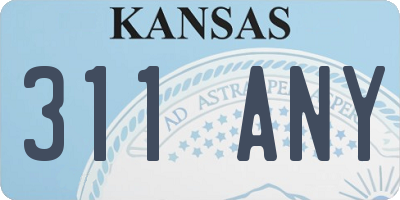 KS license plate 311ANY