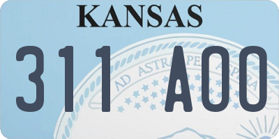 KS license plate 311AOO