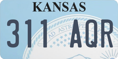 KS license plate 311AQR