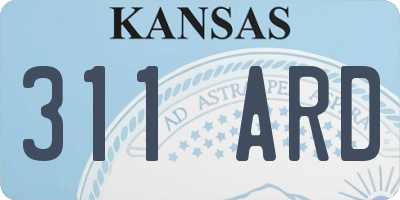 KS license plate 311ARD