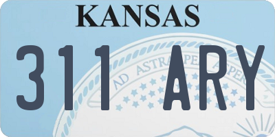 KS license plate 311ARY