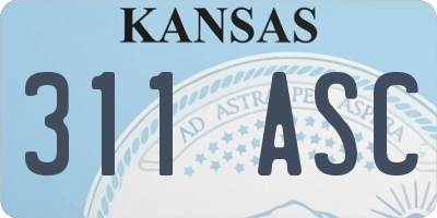 KS license plate 311ASC