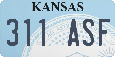 KS license plate 311ASF
