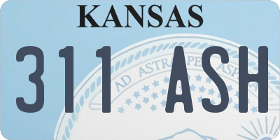 KS license plate 311ASH