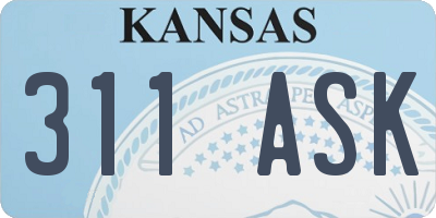 KS license plate 311ASK