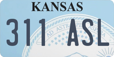 KS license plate 311ASL