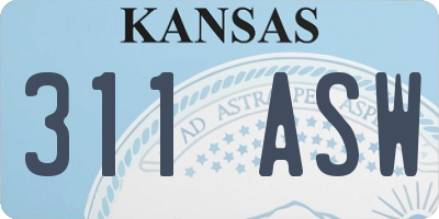 KS license plate 311ASW