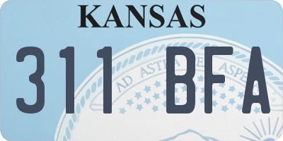 KS license plate 311BFA