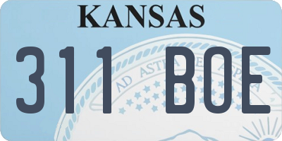 KS license plate 311BOE