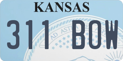 KS license plate 311BOW