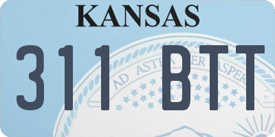 KS license plate 311BTT