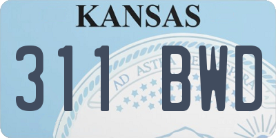 KS license plate 311BWD
