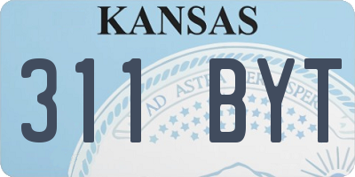 KS license plate 311BYT