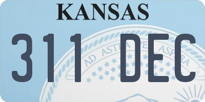 KS license plate 311DEC