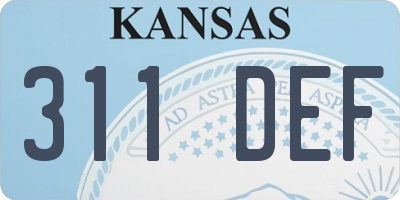 KS license plate 311DEF