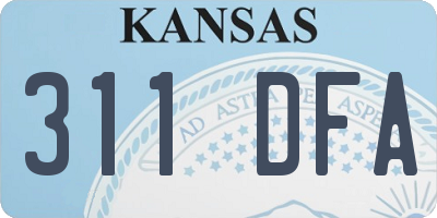 KS license plate 311DFA