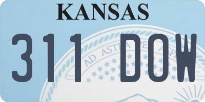 KS license plate 311DOW