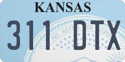 KS license plate 311DTX