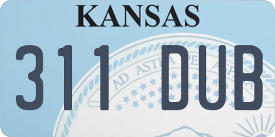 KS license plate 311DUB
