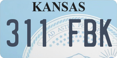 KS license plate 311FBK
