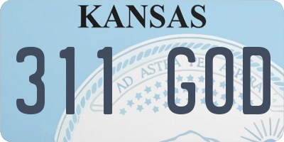 KS license plate 311GOD